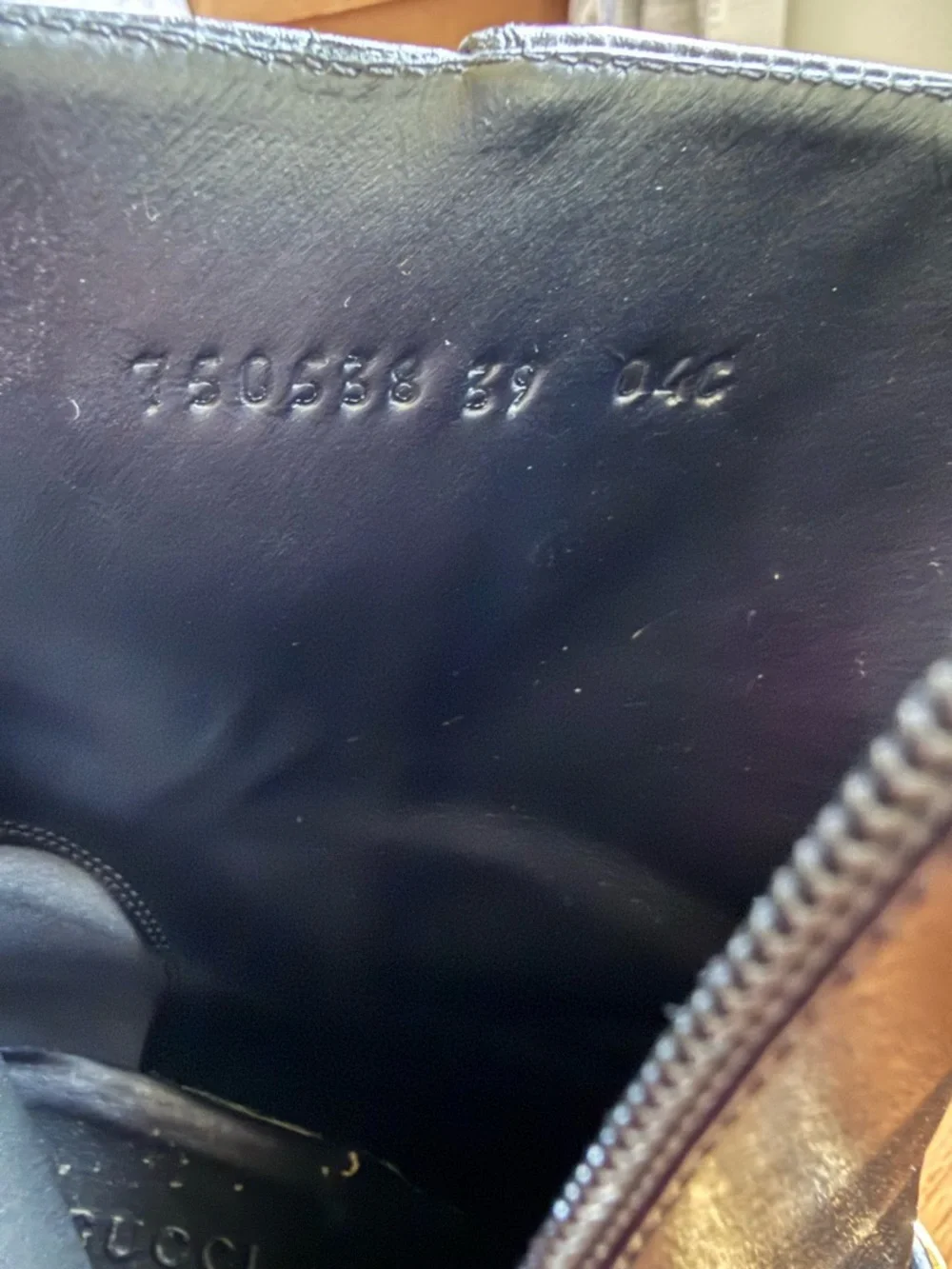Gucci Black Leather Ankle Boots with Gold Logo Strap - Picture 6 of 9